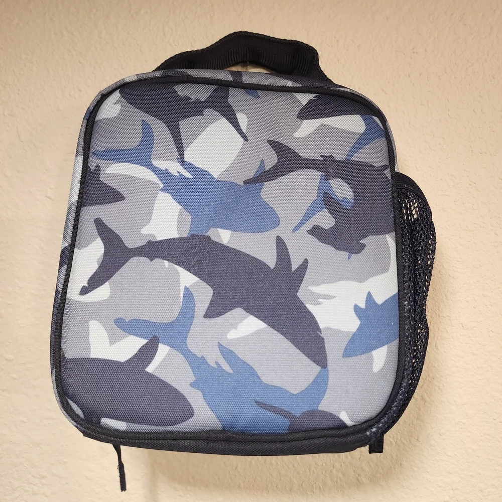 Shark Pattern Blue and Gray Men's Bag